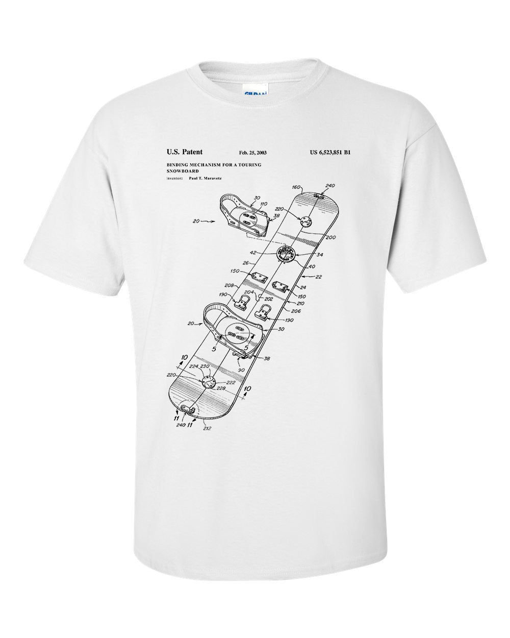 Snowboard Binding Patent T-Shirt
