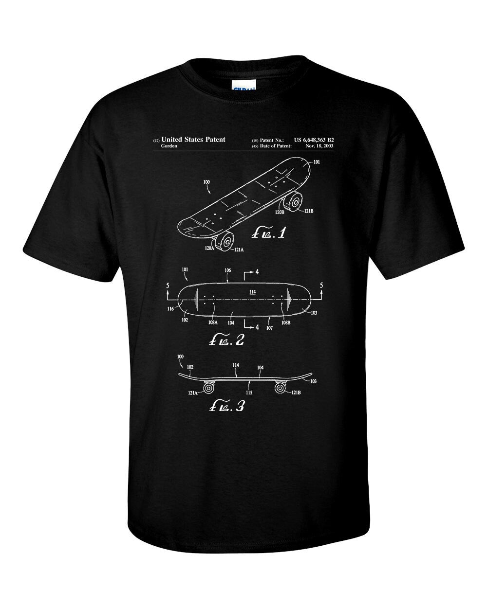 Skateboard Patent Blueprint Skateboarder T-Shirt