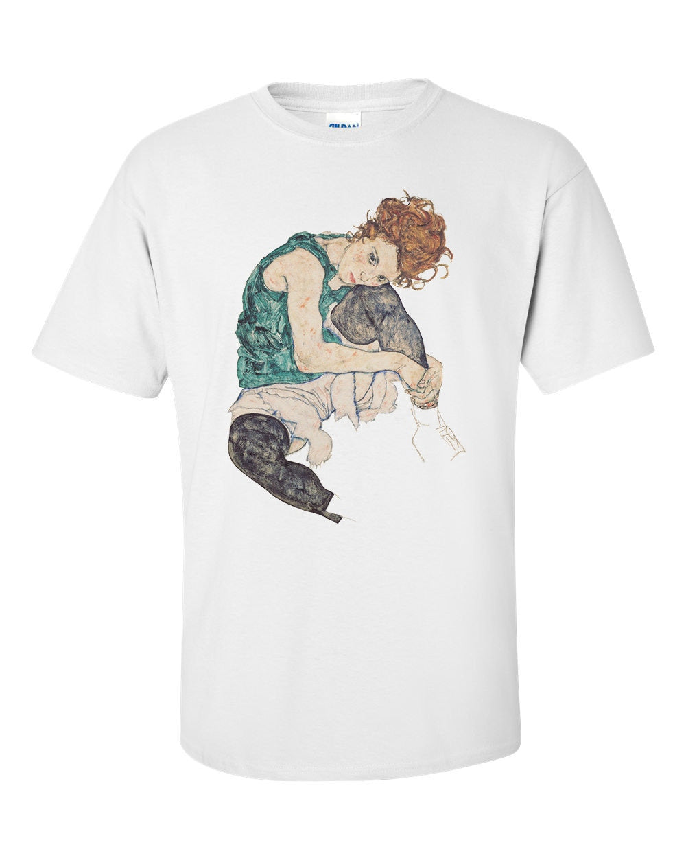 Sitting Woman By Egon Schiele Fine Art Mens T-Shirt
