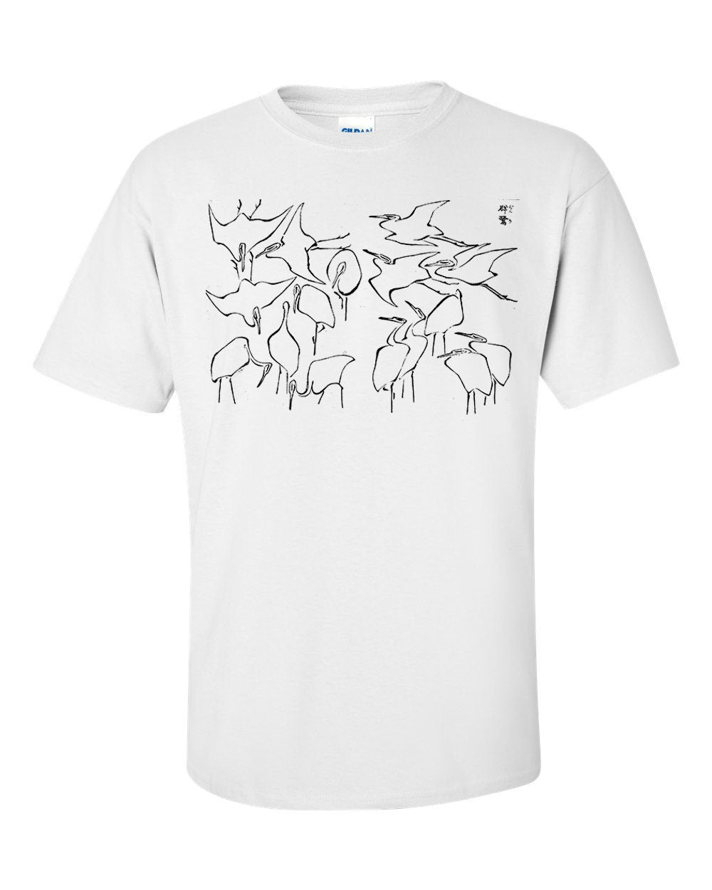 Katsushika Hokusai Cranes from Quick Lessons in Simplified Drawing Fine Art T-Shirt