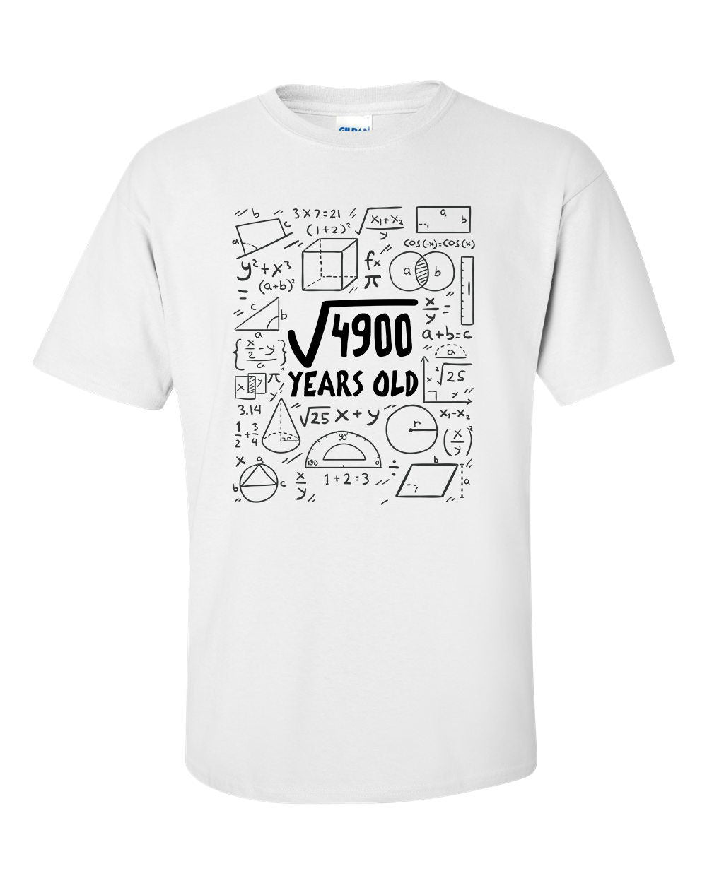 Square Root of 4900 70 Year Old 70th Seventy Birthday Gifts  Math T-Shirt