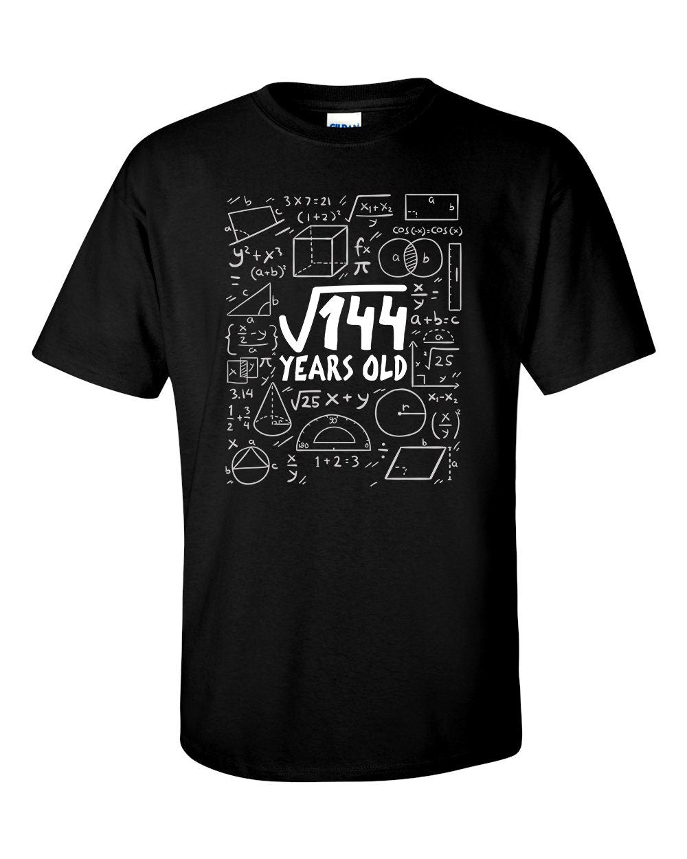 Square Root of 144 12 Year Old 12th Twelfth Birthday Gifts  Math Kids T-Shirt