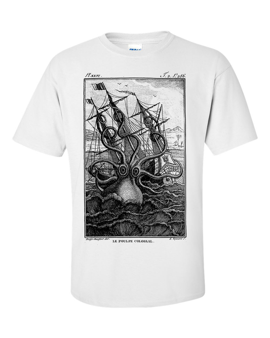 Kraken Le Poulpe Colossal Giant Octopus by malacologist Pierre Dénys de Montfort Fine Art T-Shirt